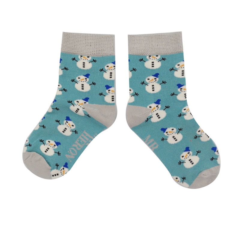 Snowman Teal Bamboo Socks
