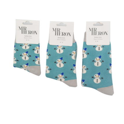 Snowman Teal Bamboo Socks