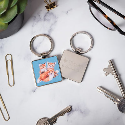 'Snug As A Cub' Fox Keyring