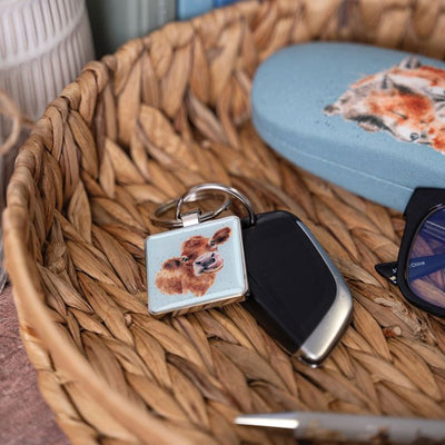 'Moo' Blue Cow Keyring