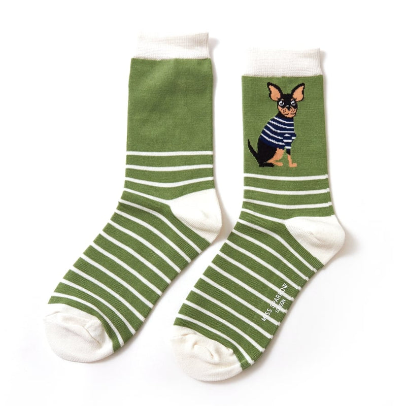 Chihuahua Green Bamboo Socks