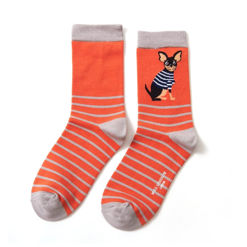 Chihuahua Orange Bamboo Socks