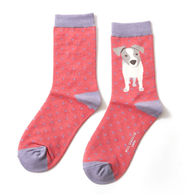 Jack Russell Pup Pink Bamboo Socks