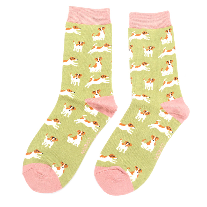 Jack Russell Olive Bamboo Socks
