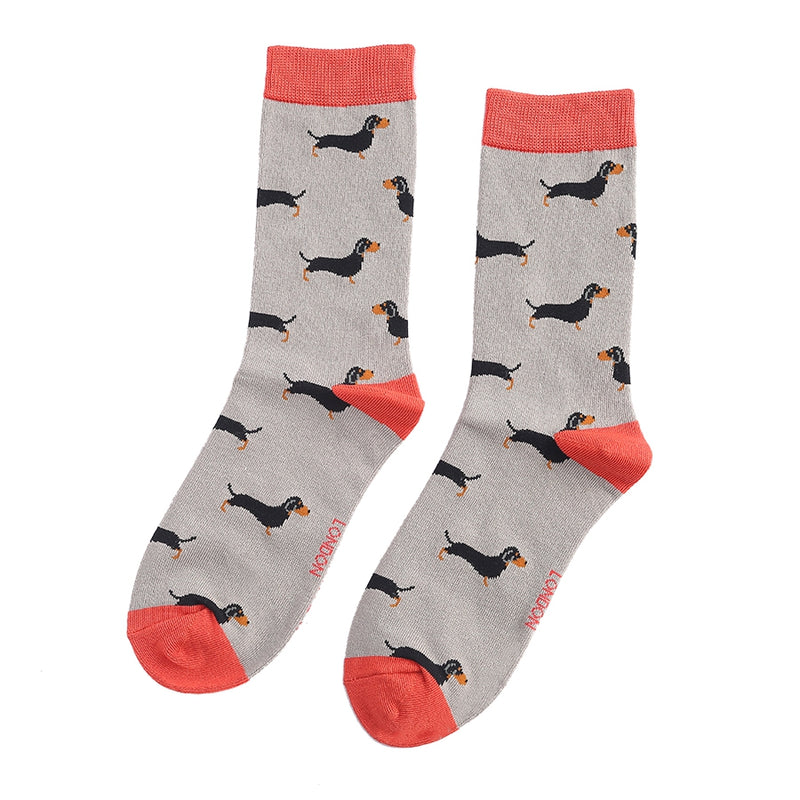 Little Sausage Dog Grey Bamboo Socks