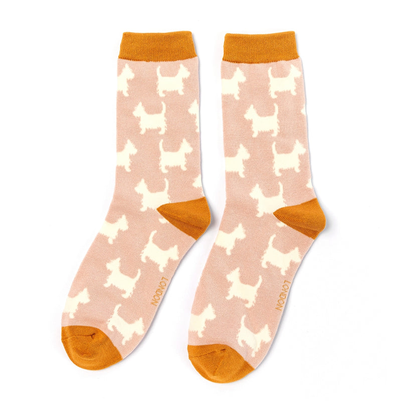 Scottie Dog Pink Bamboo Socks