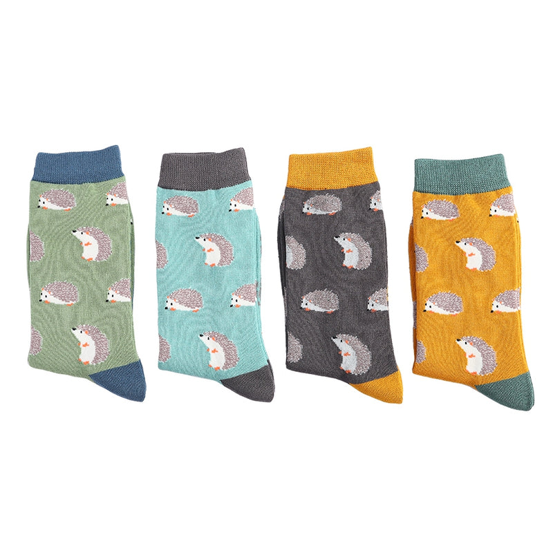 Cute Hedgehogs Turquoise Bamboo Socks