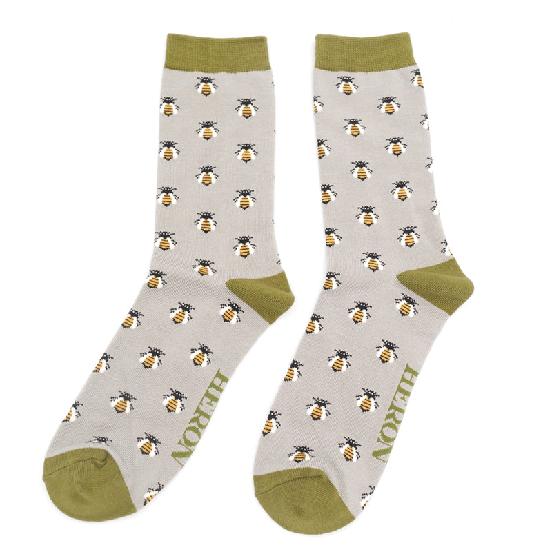 Honey Bees Grey Bamboo Socks