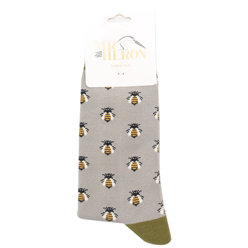 Honey Bees Grey Bamboo Socks