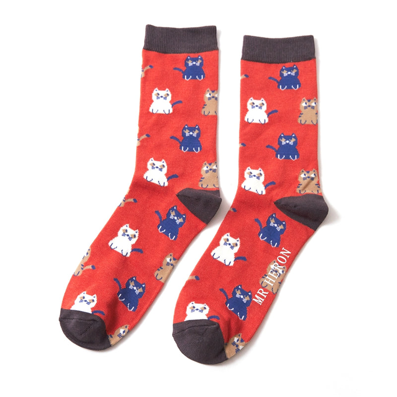 Little Kitties Orange Bamboo Socks