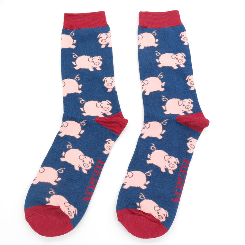 Piglets Navy Bamboo Socks