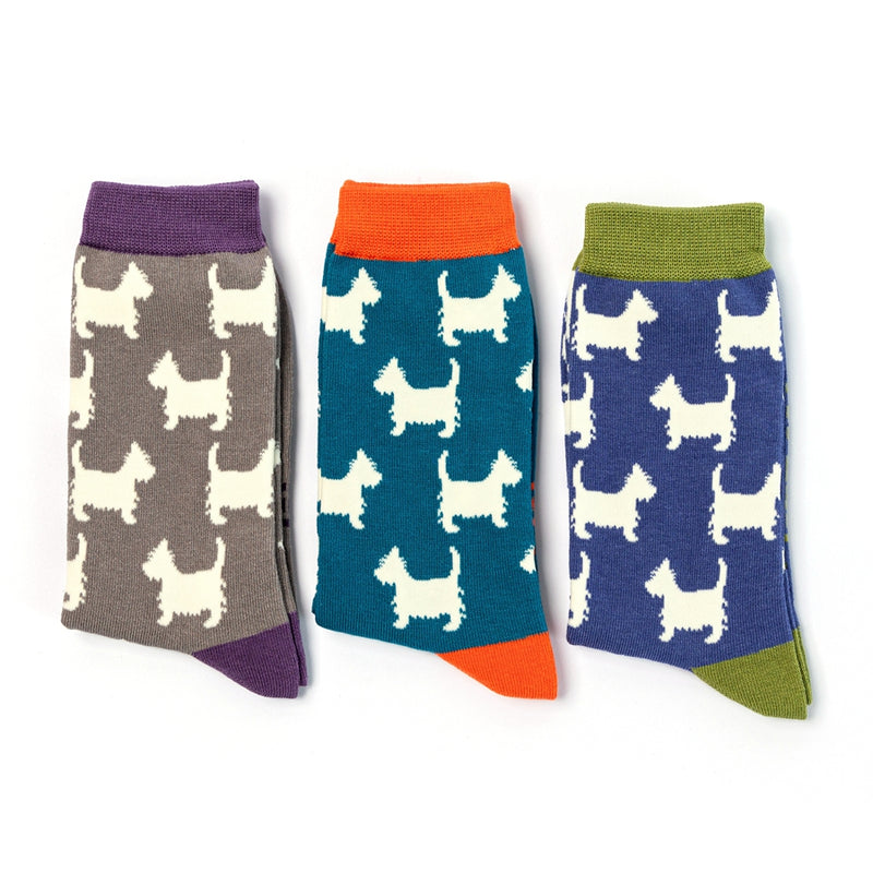 Cute Scottie Dogs/Westie Teal Bamboo Socks