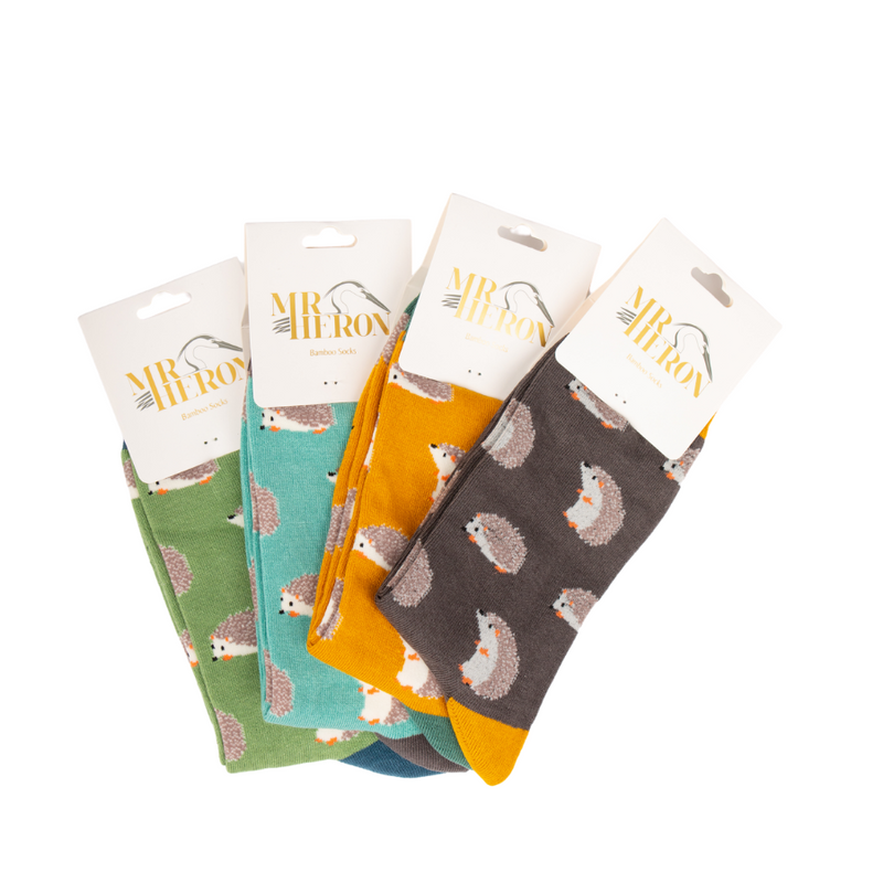 Cute Hedgehogs Turquoise Bamboo Socks