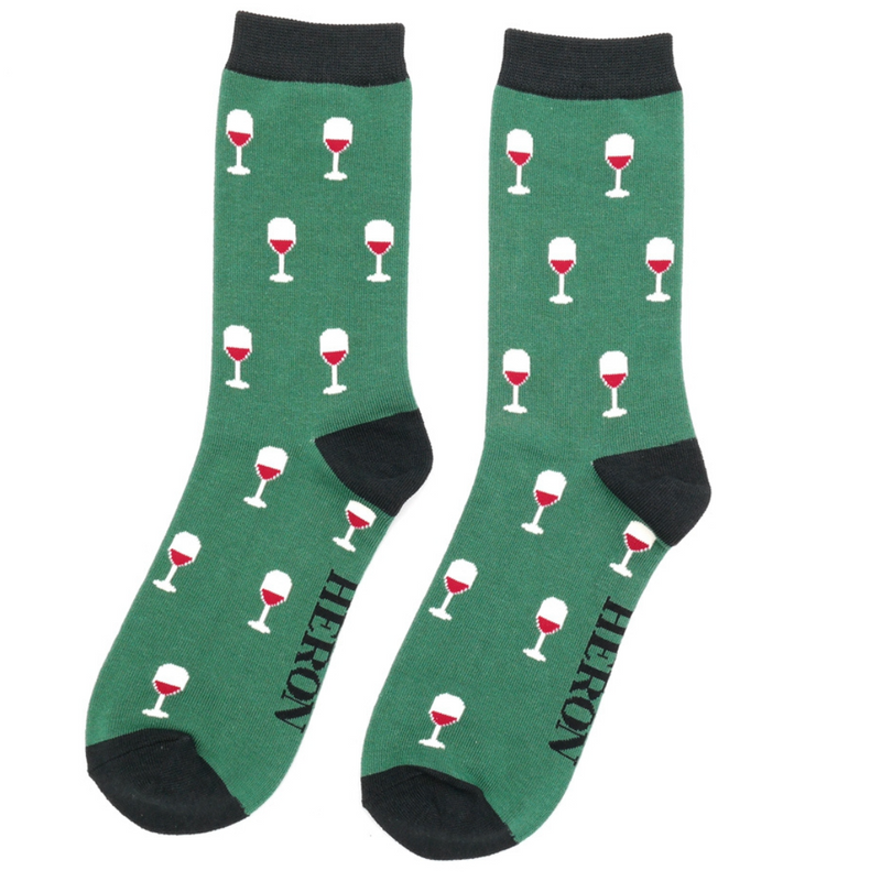 Wine Glass Green Bamboo Socks