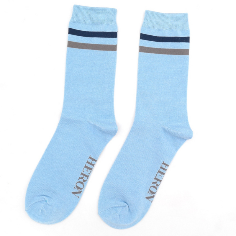 Sport Stripes Light Blue Bamboo Socks