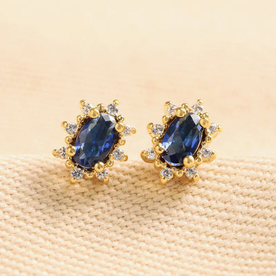 Blue Crystal Gold Earrings