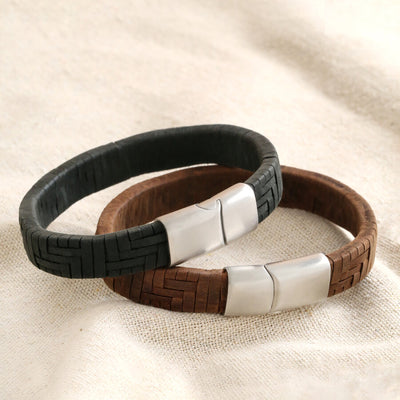 Men's Wide Leather Aztec Bracelet