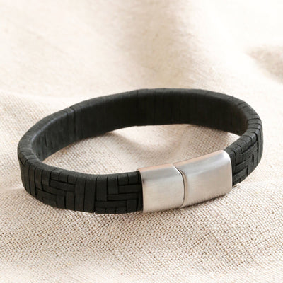 Men's Wide Leather Aztec Bracelet