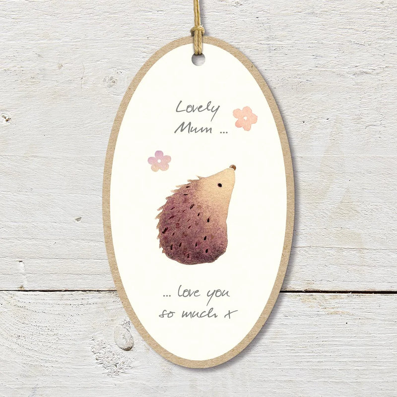 Lovely Mum Hedgehog Wooden Plaque