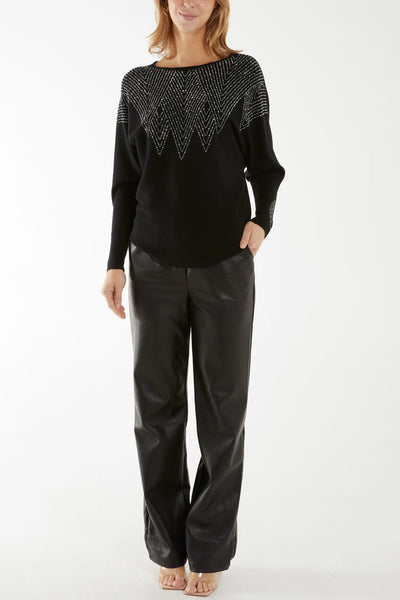 Zara Zig Zag Embellished Jumper - More Colours & Sizes Available