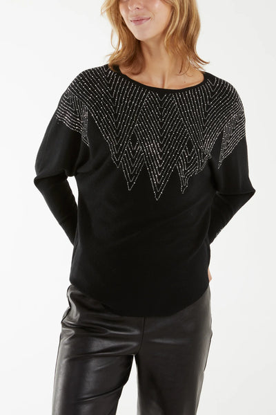 Zara Zig Zag Embellished Jumper - More Colours & Sizes Available