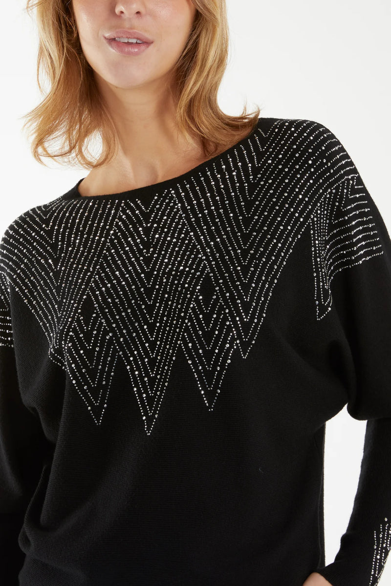 Zara Zig Zag Embellished Jumper - More Colours & Sizes Available