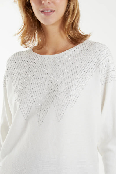 Zara Zig Zag Embellished Jumper - More Colours & Sizes Available