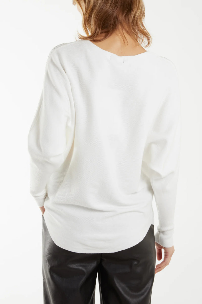 Zara Zig Zag Embellished Jumper - More Colours & Sizes Available