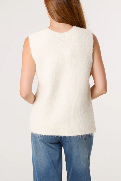Heart Button Vest Cardigan - More Sizes Available