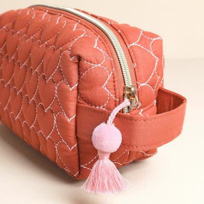 Heart Embroidered Makeup Bag