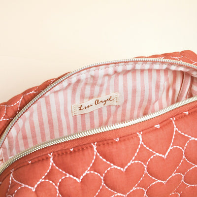 Heart Embroidered Makeup Bag
