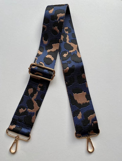 Navy & Bronze Leopard Bag Strap