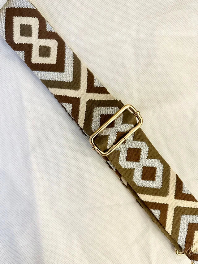 Brown Silver Diamond Bag Strap