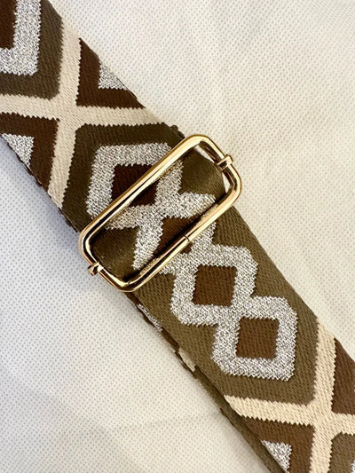Brown Silver Diamond Bag Strap