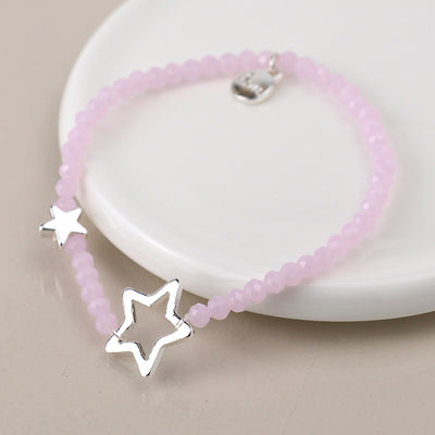 Pink Bead & Stars Bracelet