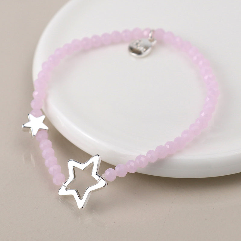 Pink Bead & Stars Bracelet