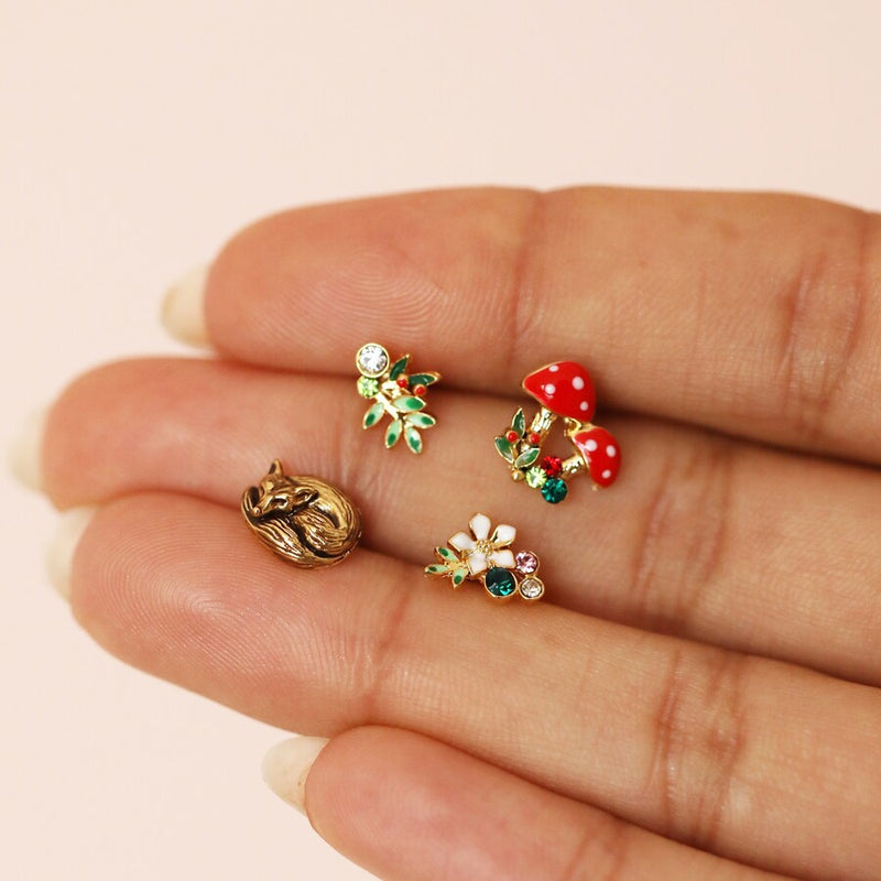 Set Of Four Woodland Earrings