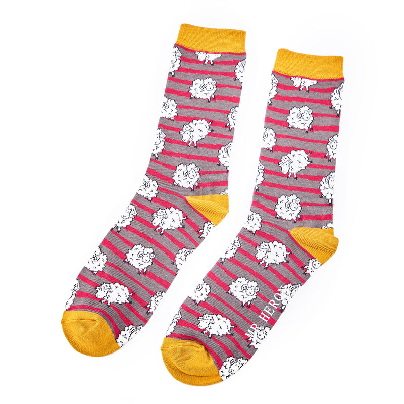 Sheep & Stripes Grey Bamboo Socks