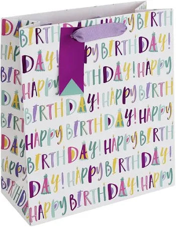 Happy Birthday Purple Medium Gift Bag