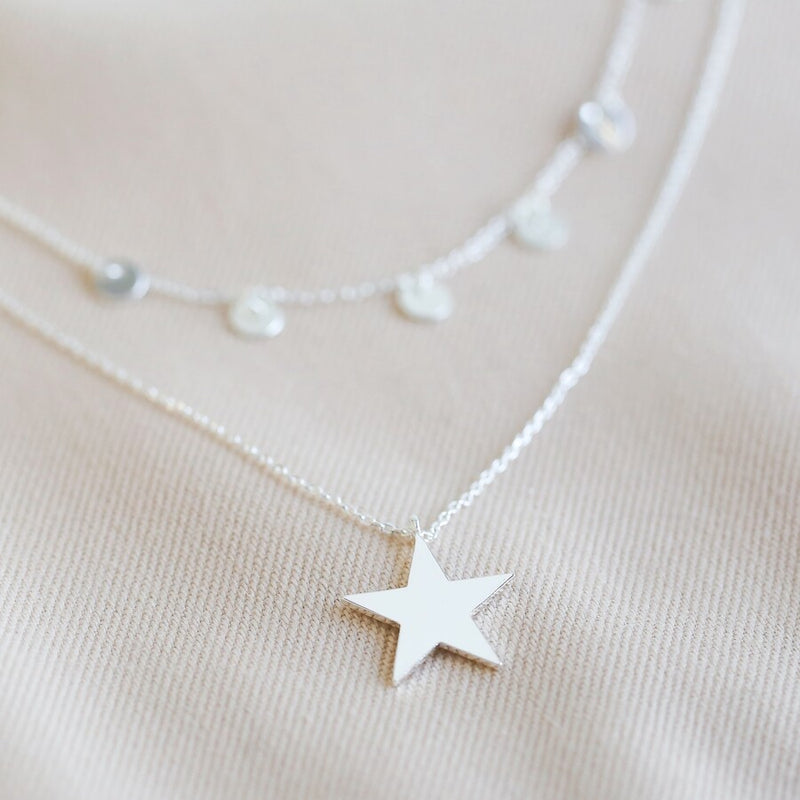 Silver Double Layer Star Necklace