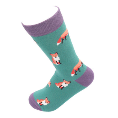 Foxes Green Bamboo Socks