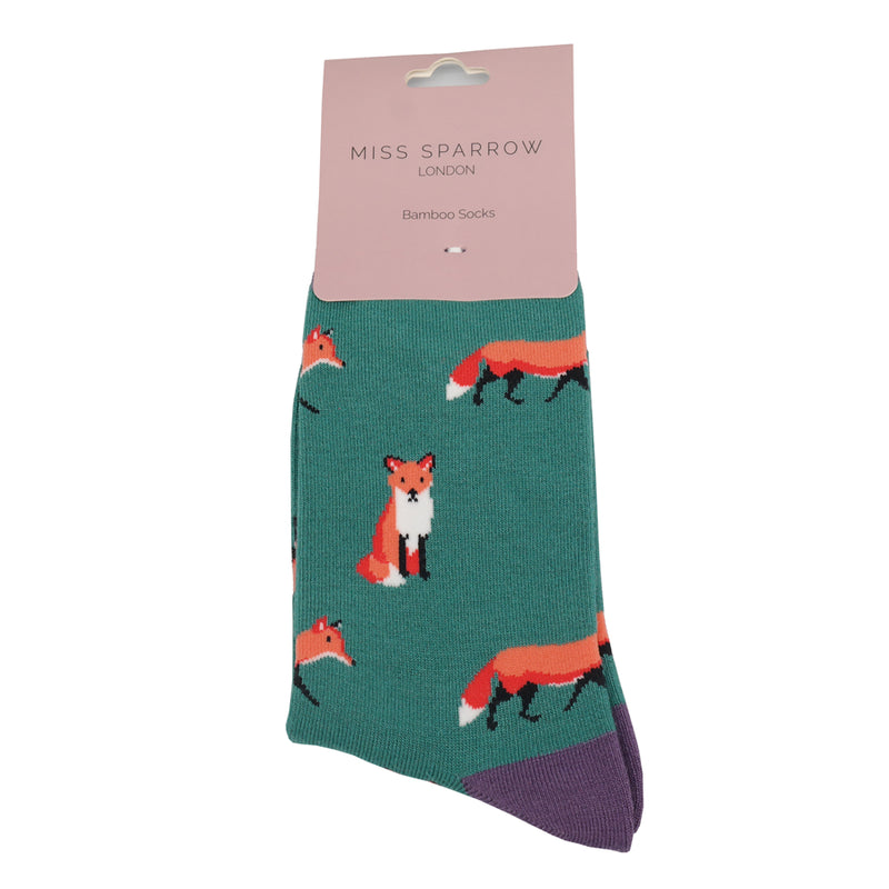 Foxes Green Bamboo Socks