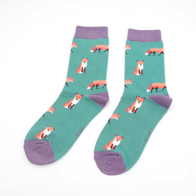 Foxes Green Bamboo Socks