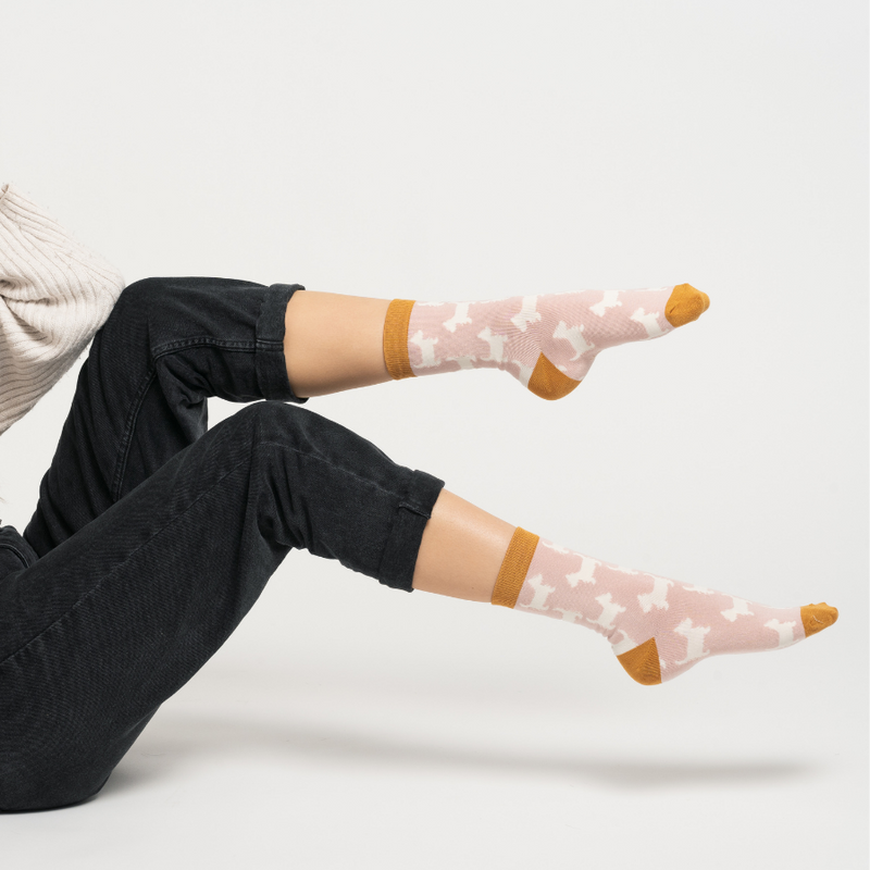 Scottie Dog Pink Bamboo Socks