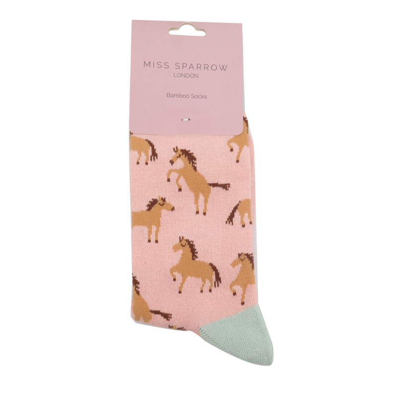 Wild Horses Dusky Pink Bamboo Socks