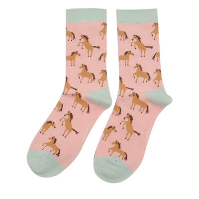 Wild Horses Dusky Pink Bamboo Socks