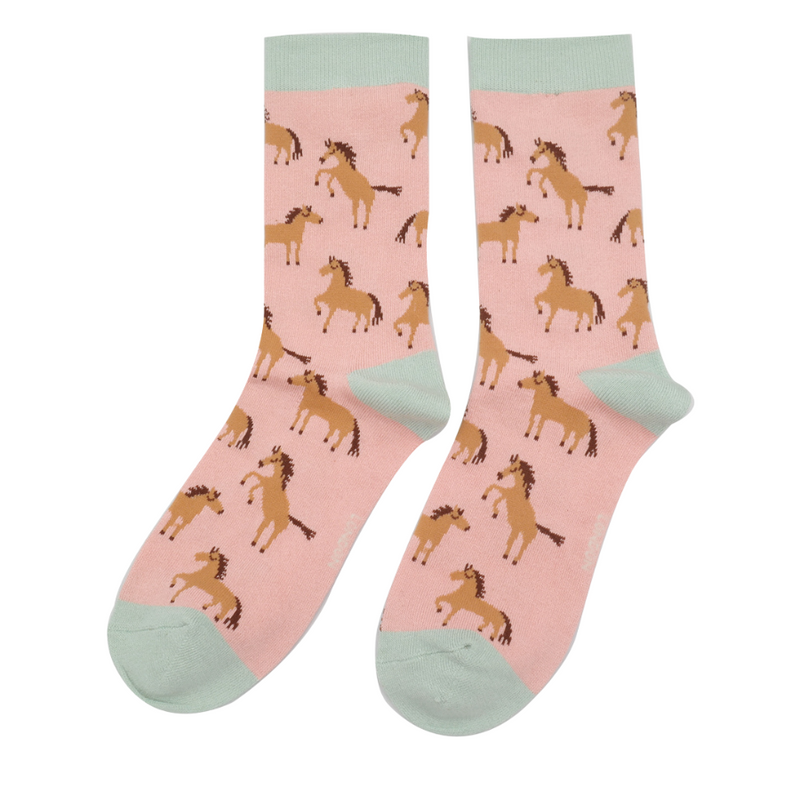 Wild Horses Dusky Pink Bamboo Socks