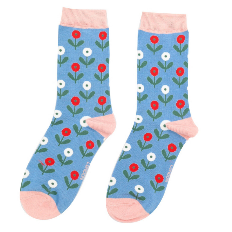 Fun Floral Denim Bamboo Socks