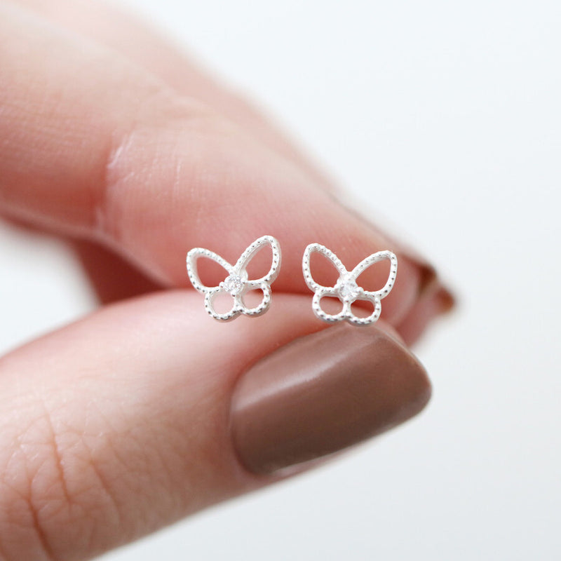 Sterling Silver Sparkle Butterfly Earrings