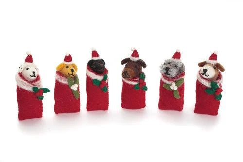 Christmas Swaddling Puppies Decoration